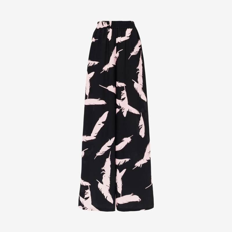 Alexander McQueen Women's Black Feather Pyjama Trousers - 10 (Silk)